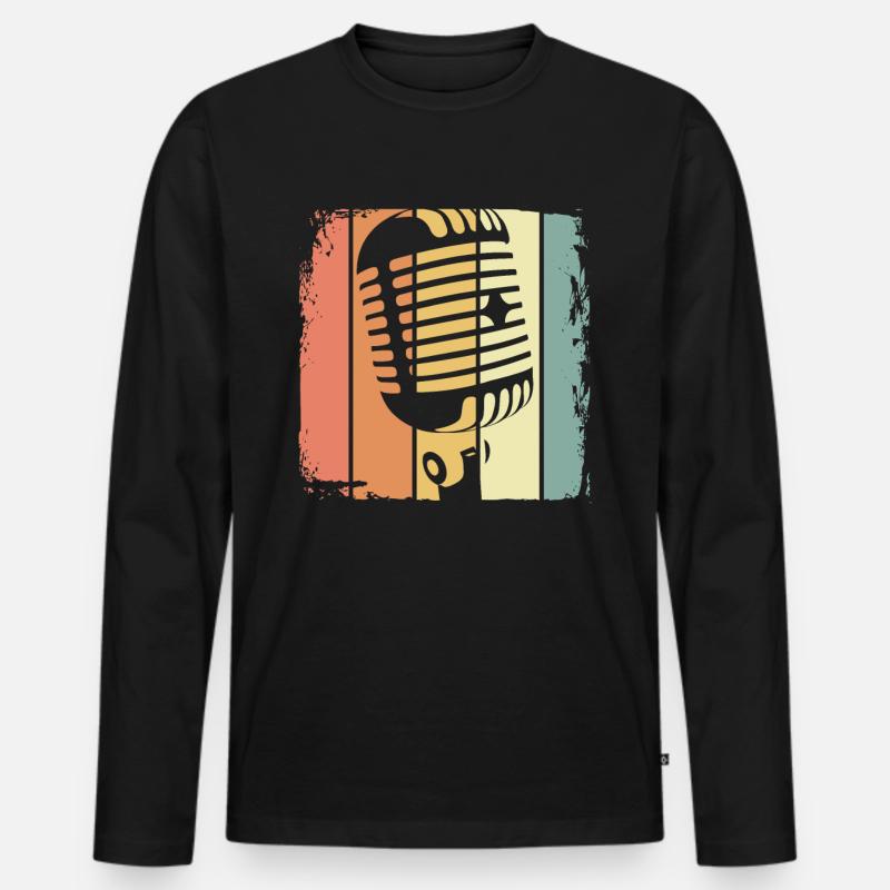 Musik retro - Männer Premium Bio Langarmshirt - Schwarz