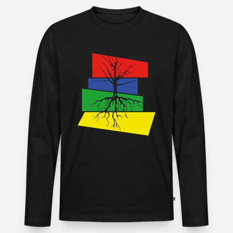 Baum - Männer Premium Bio Langarmshirt - Schwarz
