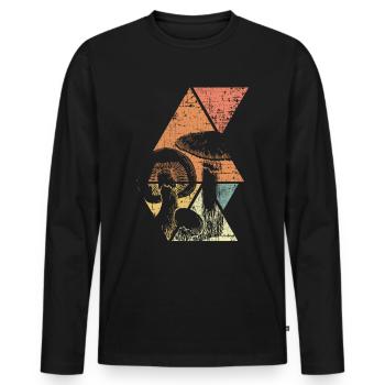 Mushroom Shrooms - Men's Premium Organic Long Sleeve Shirt - black - Front - Nico (187cm)