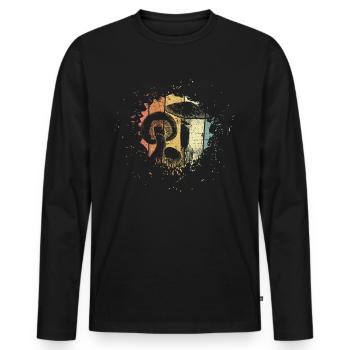 Champignons cueilleur - T-shirt manches longues Premium bio Homme - noir - Devant - Nico (187cm)