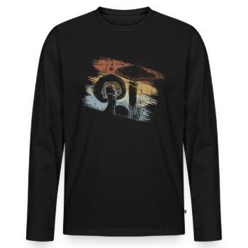 Champignons - T-shirt manches longues Premium bio Homme - noir - Devant - Nico (187cm)