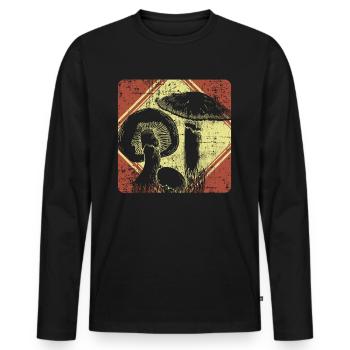 Champignon - T-shirt manches longues Premium bio Homme - noir - Devant - Nico (187cm)
