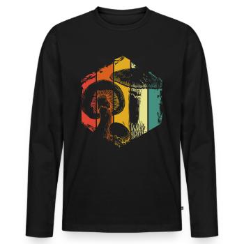 Mushroom Magic Mushrooms - Men's Premium Organic Long Sleeve Shirt - black - Front - Nico (187cm)