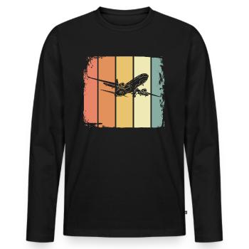 Airplane - Men's Premium Organic Long Sleeve Shirt - black - Front - Nico (187cm)