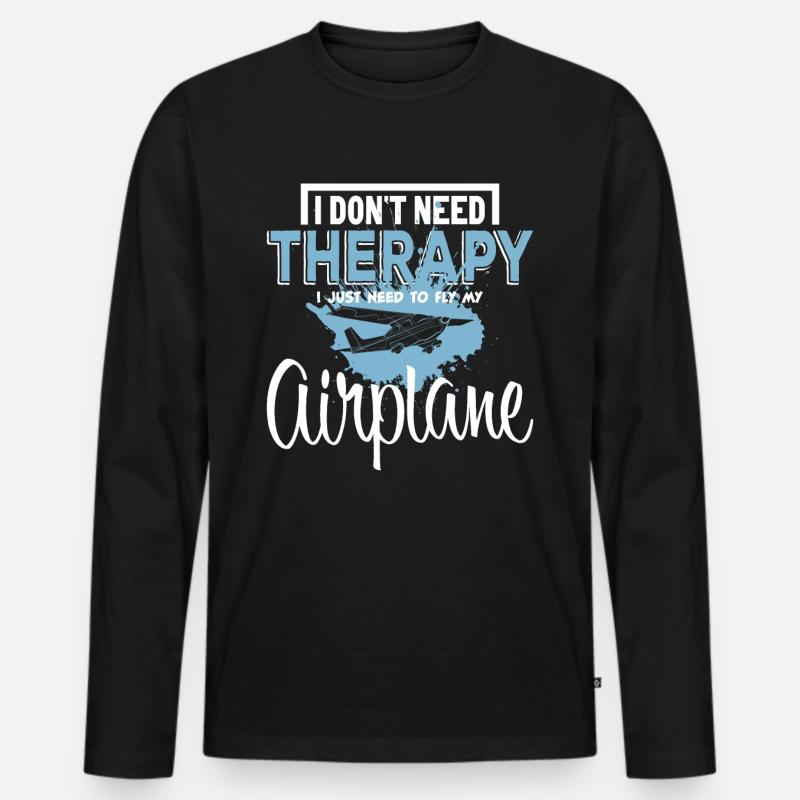 Flugzeug - Männer Premium Bio Langarmshirt - Schwarz