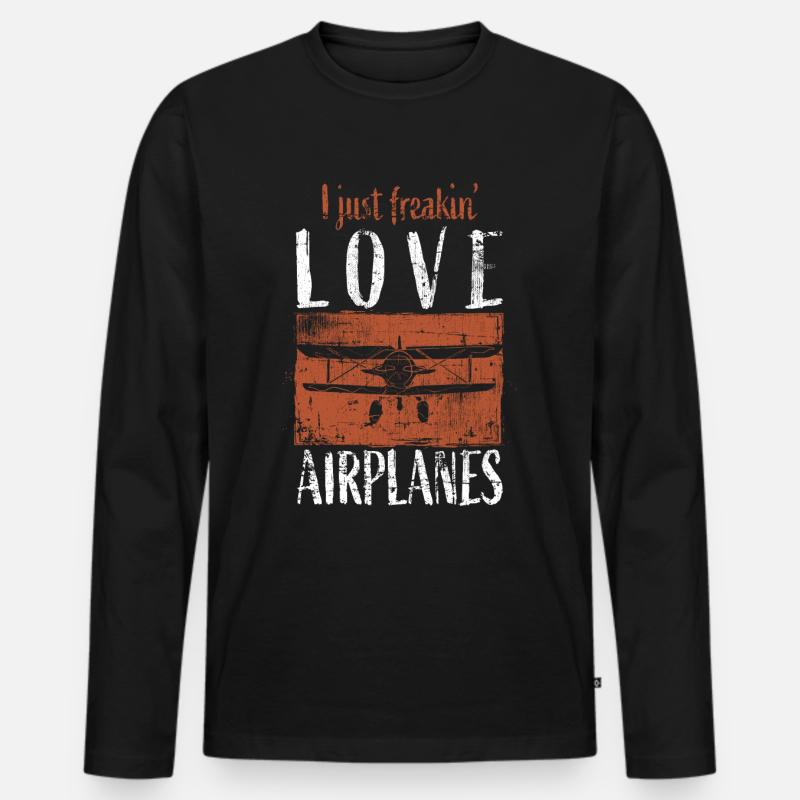 Flugzeug - Männer Premium Bio Langarmshirt - Schwarz