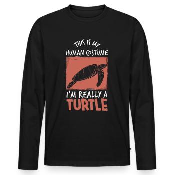 Tortue - T-shirt manches longues Premium bio Homme - noir - Devant - Nico (187cm)