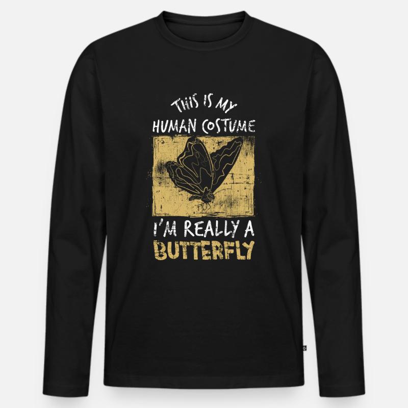 Schmetterling - Männer Premium Bio Langarmshirt - Schwarz