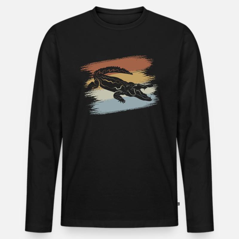 Krokodil - Männer Premium Bio Langarmshirt - Schwarz