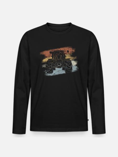 Traktor - Männer Premium Bio Langarmshirt - Schwarz