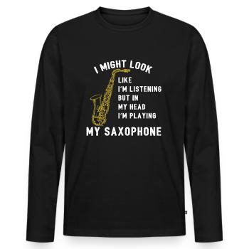Jouer de mon saxophone Sax Saxophone Saxophone - T-shirt manches longues Premium bio Homme - noir - Devant - Nico (187cm)