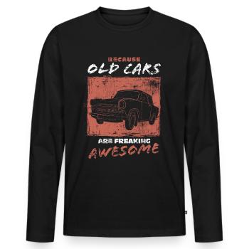 Voiture de collection - T-shirt manches longues Premium bio Homme - noir - Devant - Nico (187cm)