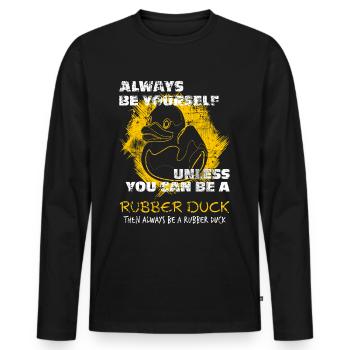 Quietscheente Badeente - Männer Premium Bio Langarmshirt - Schwarz - Vorne - Nico (187cm)