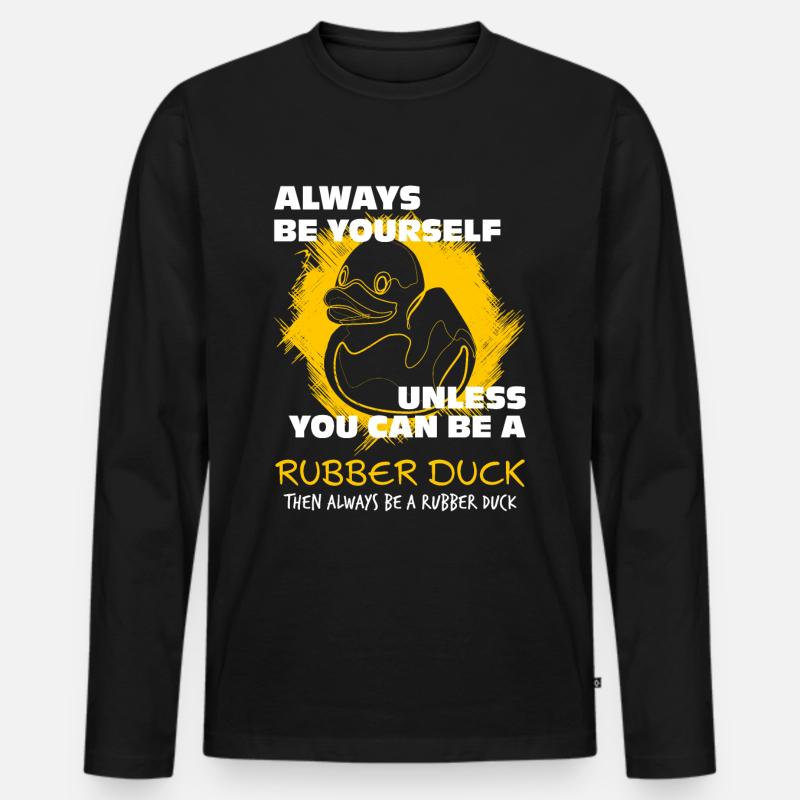 Quietscheente Entchen - Männer Premium Bio Langarmshirt - Schwarz
