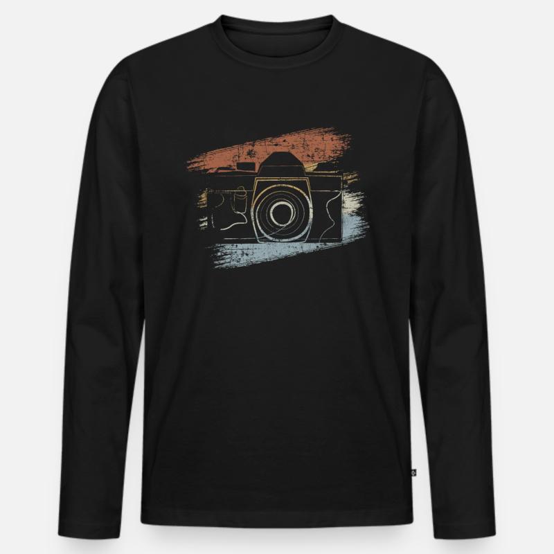 Retro Kamera - Männer Premium Bio Langarmshirt - Schwarz
