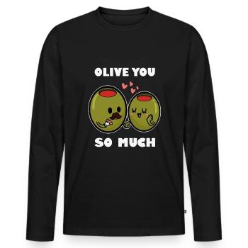 Olives gift - Men's Premium Organic Long Sleeve Shirt - black - Front - Nico (187cm)