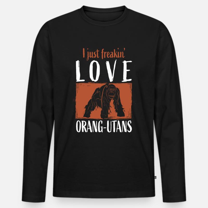 Orang Utan Affe - Männer Premium Bio Langarmshirt - Schwarz