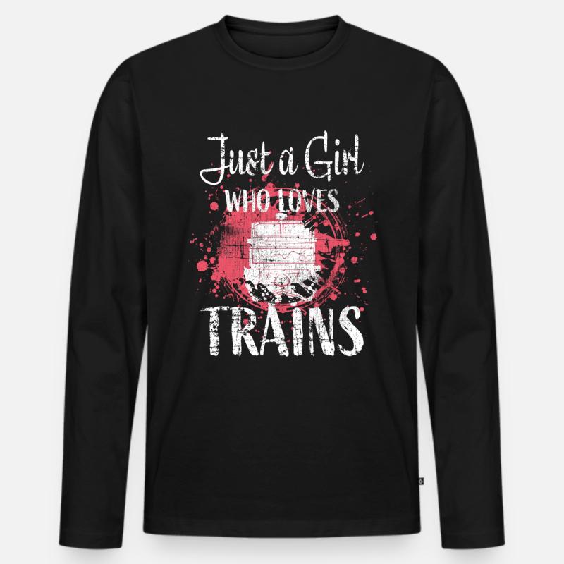 Zug Eisenbahn Mädchen - Männer Premium Bio Langarmshirt - Schwarz