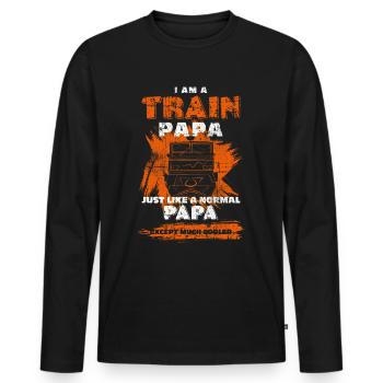 Train de train Papa - T-shirt manches longues Premium bio Homme - noir - Devant - Nico (187cm)