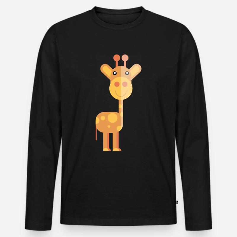 Giraffe Süßes Tier - Männer Premium Bio Langarmshirt - Schwarz