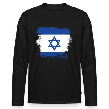 Israel - Men's Premium Organic Long Sleeve Shirt - black - Front - Nico (187cm)