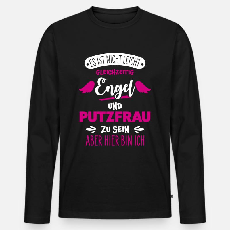 Putzfrau lustig - Männer Premium Bio Langarmshirt - Schwarz