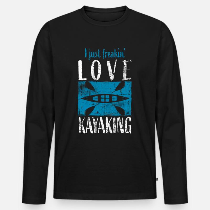 Kajak - Männer Premium Bio Langarmshirt - Schwarz