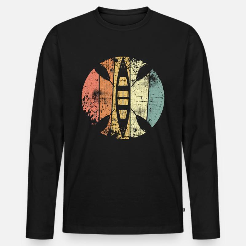 Kajak retro - Männer Premium Bio Langarmshirt - Schwarz