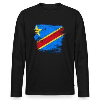 Congo - T-shirt manches longues Premium bio Homme - noir - Devant - Nico (187cm)