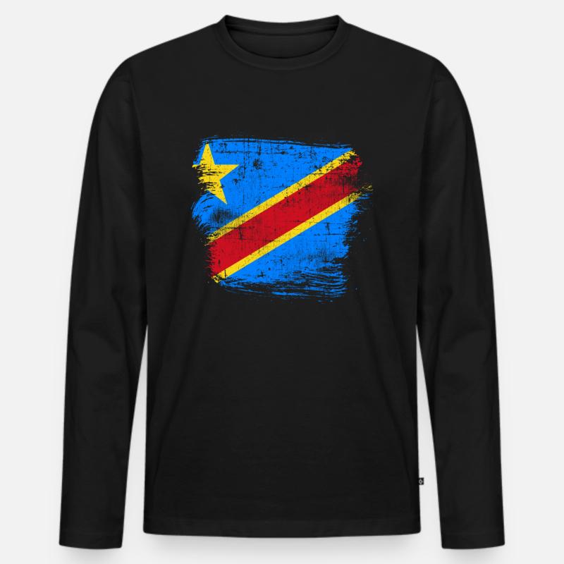 Kongo - Männer Premium Bio Langarmshirt - Schwarz