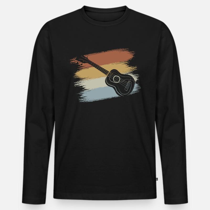 Ukulele retro - Männer Premium Bio Langarmshirt - Schwarz