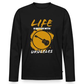 Ukulele - Männer Premium Bio Langarmshirt - Schwarz - Vorne - Nico (187cm)