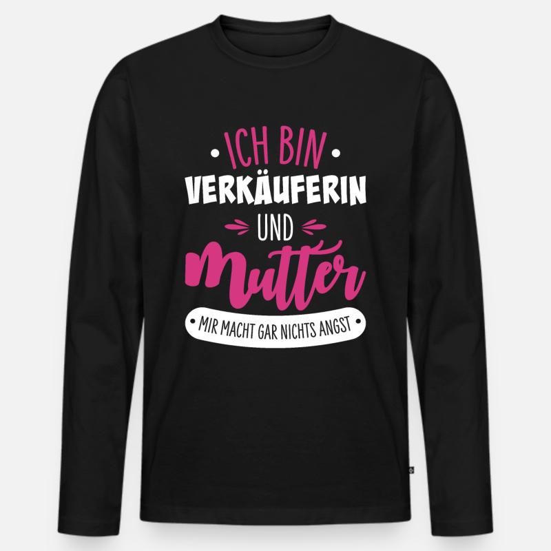 Verkäuferin Mutter - Männer Premium Bio Langarmshirt - Schwarz