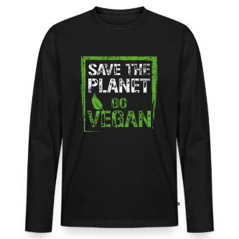Vegan Environmental Protection - Men's Premium Organic Long Sleeve Shirt - black - Front - Nico (187cm)