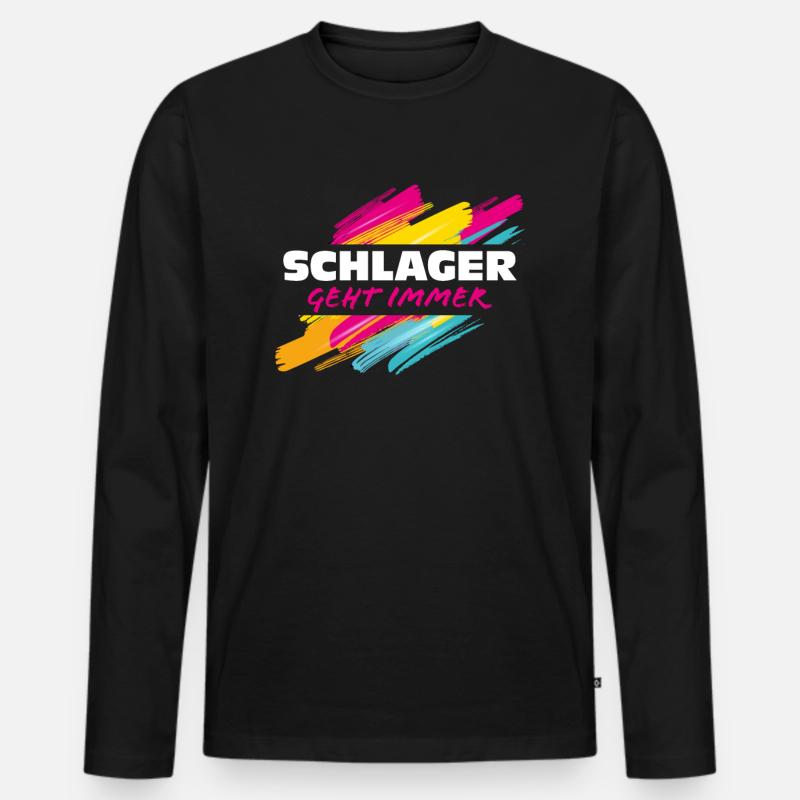Schlager - Männer Premium Bio Langarmshirt - Schwarz