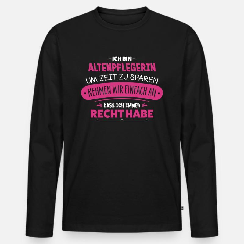 Altenpflegerin - Männer Premium Bio Langarmshirt - Schwarz