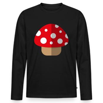 Champignon à mouches - T-shirt manches longues Premium bio Homme - noir - Devant - Nico (187cm)