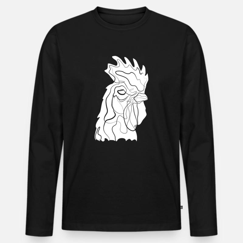 Hahn - Männer Premium Bio Langarmshirt - Schwarz