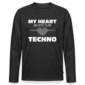 Techno - Männer Premium Bio Langarmshirt - Anthrazit meliert - Vorne - Nico (187cm)