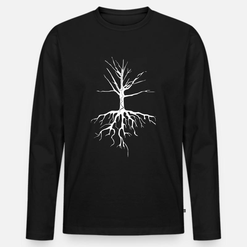 Baum - Männer Premium Bio Langarmshirt - Schwarz