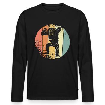 Schimpanse - Männer Premium Bio Langarmshirt - Schwarz - Vorne - Nico (187cm)