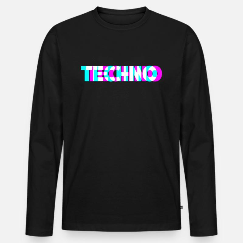 Techno - Männer Premium Bio Langarmshirt - Schwarz