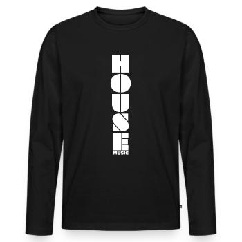 House - Men's Premium Organic Long Sleeve Shirt - black - Front - Nico (187cm)