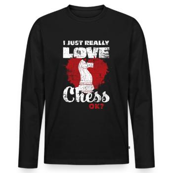 Schach - Männer Premium Bio Langarmshirt - Schwarz - Vorne - Nico (187cm)