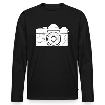 Camera - Men's Premium Organic Long Sleeve Shirt - black - Front - Nico (187cm)