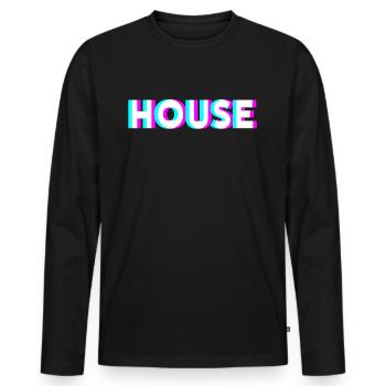 House - Men's Premium Organic Long Sleeve Shirt - black - Front - Nico (187cm)