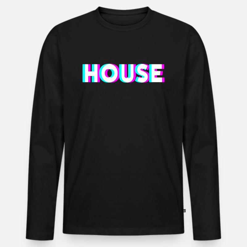 House - Männer Premium Bio Langarmshirt - Schwarz