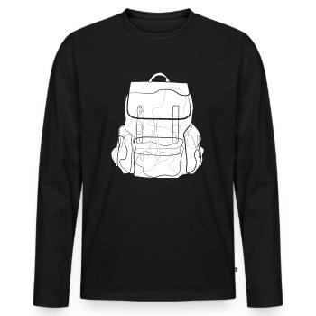 Rucksack Reisen - Männer Premium Bio Langarmshirt - Schwarz - Vorne - Nico (187cm)