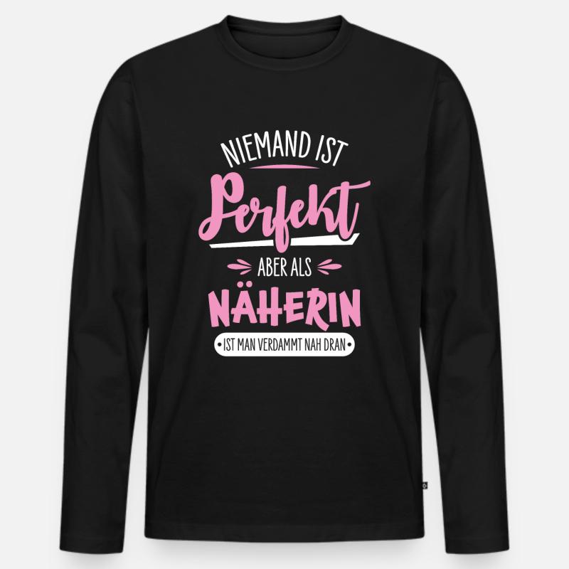Nähen - Männer Premium Bio Langarmshirt - Schwarz