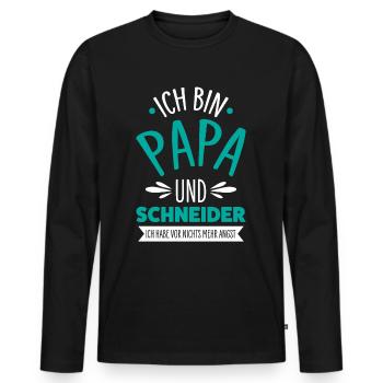 Tailleur Papa - T-shirt manches longues Premium bio Homme - noir - Devant - Nico (187cm)